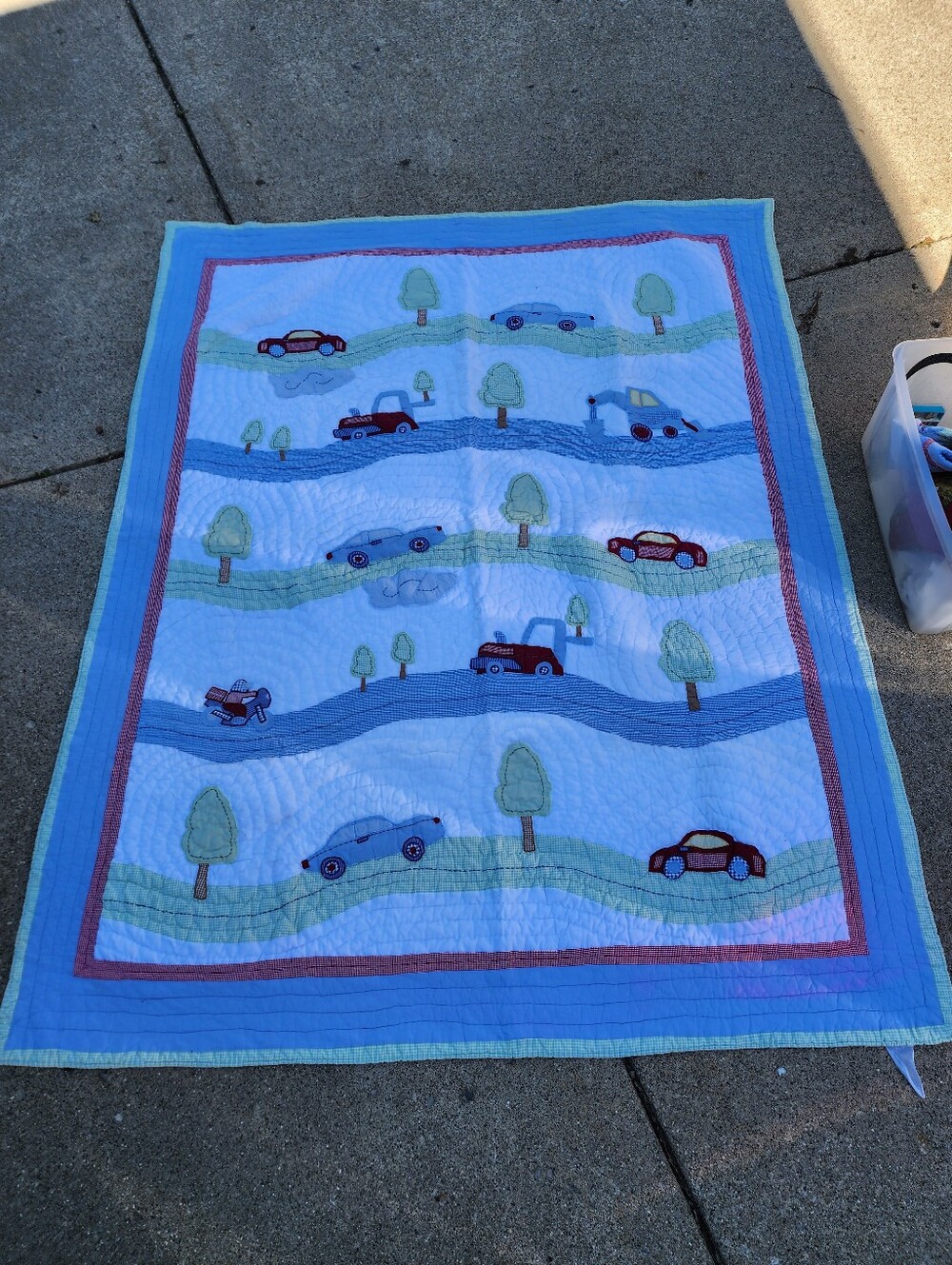 🚗🚜 Pottery Barn Kids Twin Quilt Set Sham Wall Decor Curtains Cars Trucks